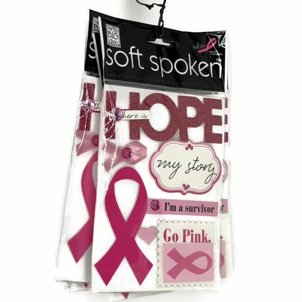 Cancer Awareness Embellishment Stickers Lot